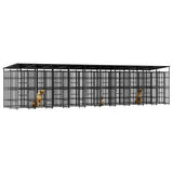 Outdoor Dog Kennel with Roof Steel 18.43 m?