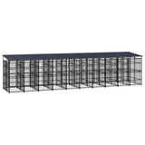 Outdoor Dog Kennel with Roof Steel 18.43 m? - 45-Degree Angle