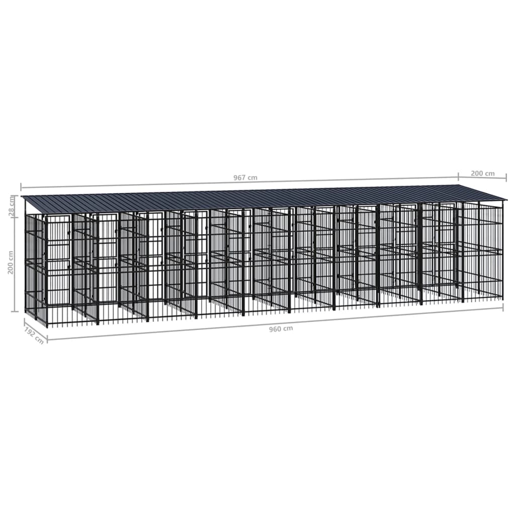Outdoor Dog Kennel with Roof Steel 18.43 m?