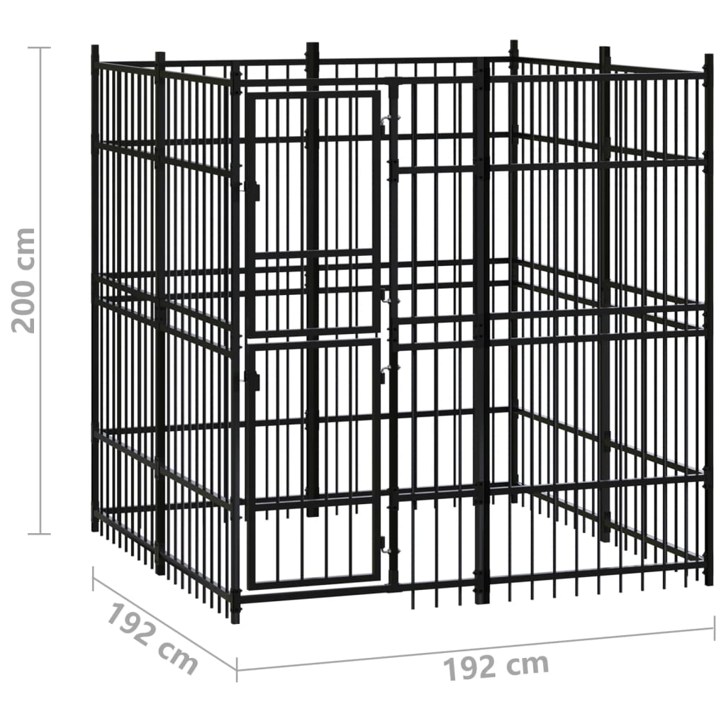 Outdoor Dog Kennel Steel 3.69 m?