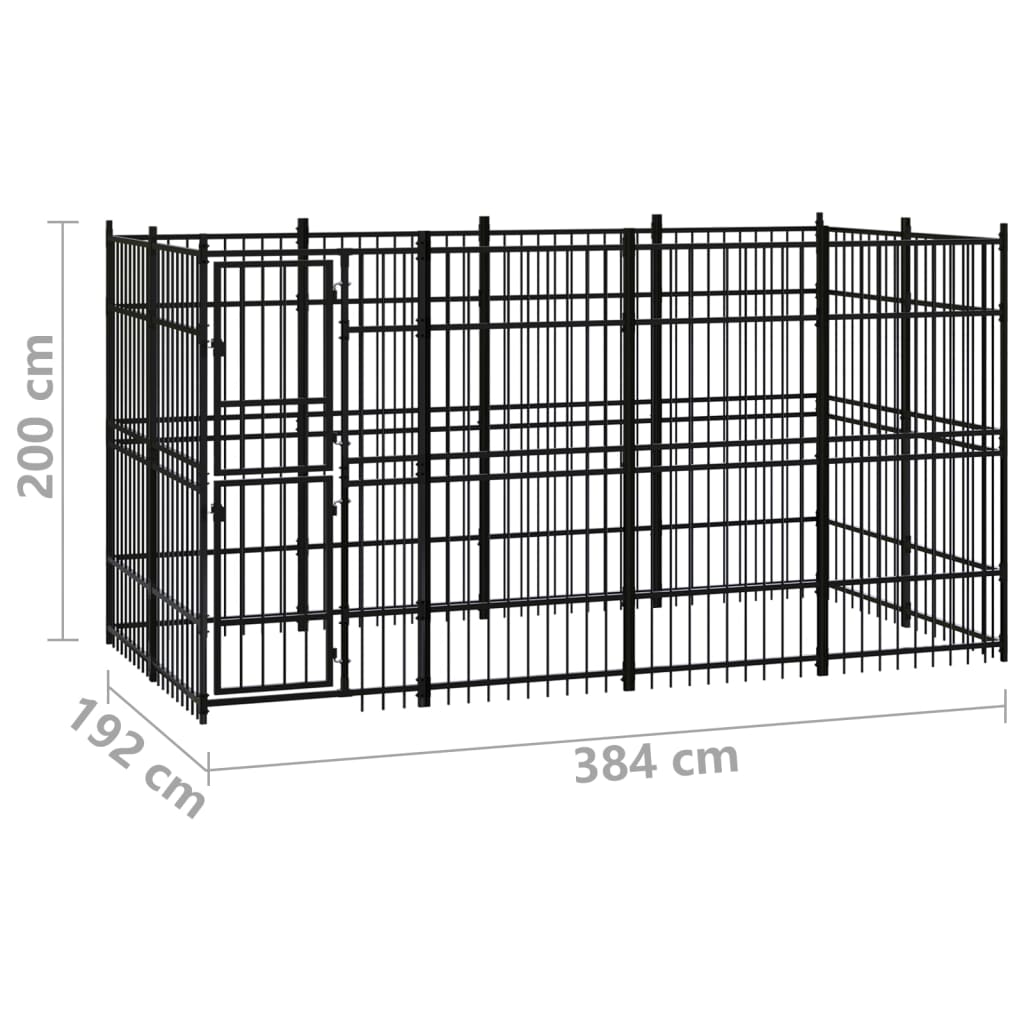 Outdoor Dog Kennel Steel 7.37 m²