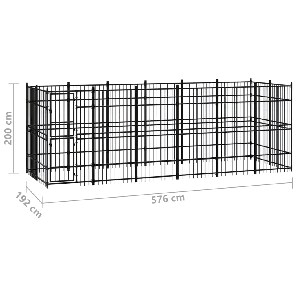 Outdoor Dog Kennel Steel 11.06 m?