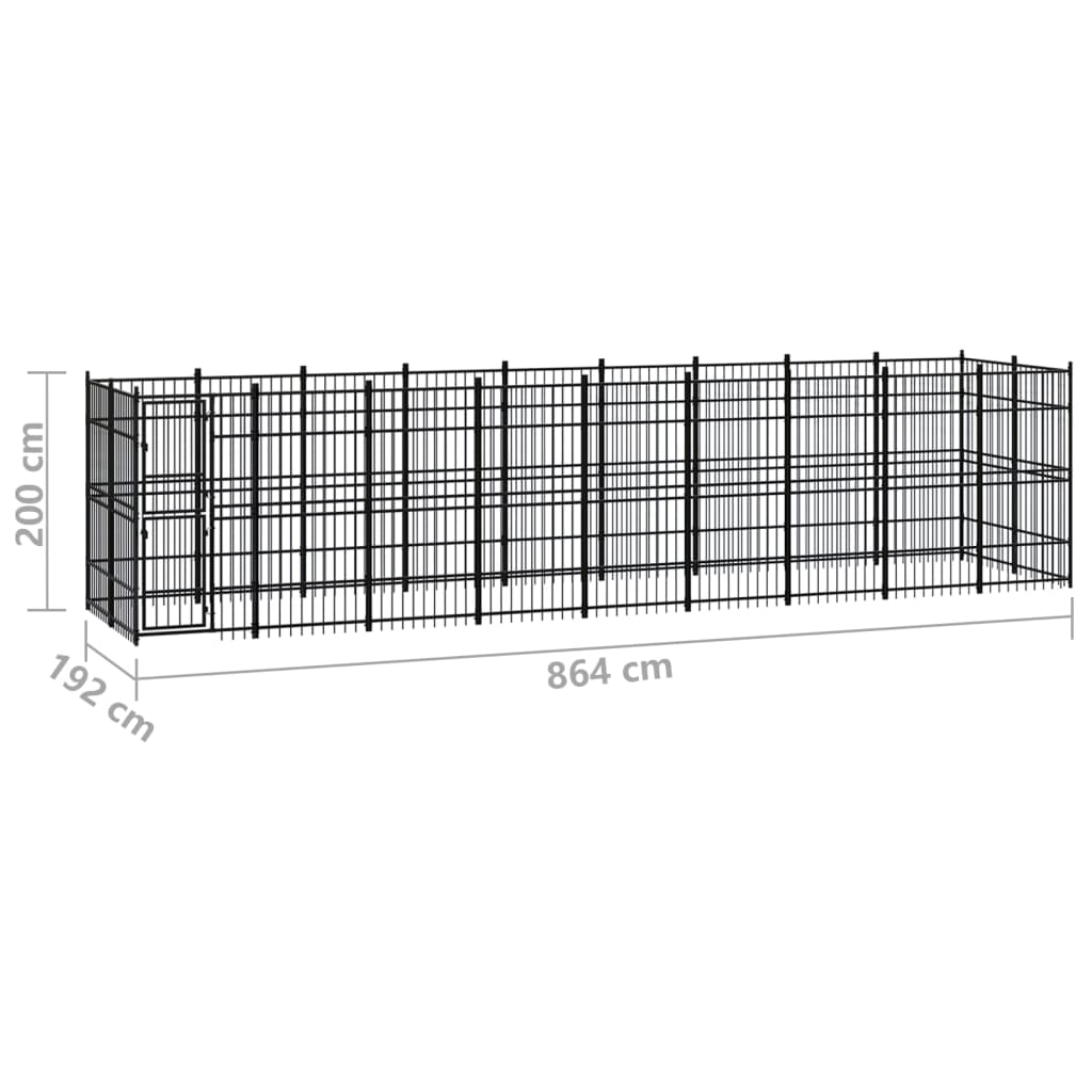 Outdoor Dog Kennel Steel 16.59 m?