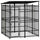 Outdoor Dog Kennel with Roof Steel 3.69 m?
