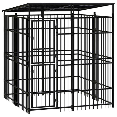 Outdoor Dog Kennel with Roof Steel 3,69 m²