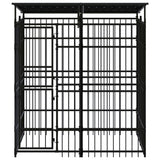 Outdoor Dog Kennel with Roof Steel 3.69 m² - Front View