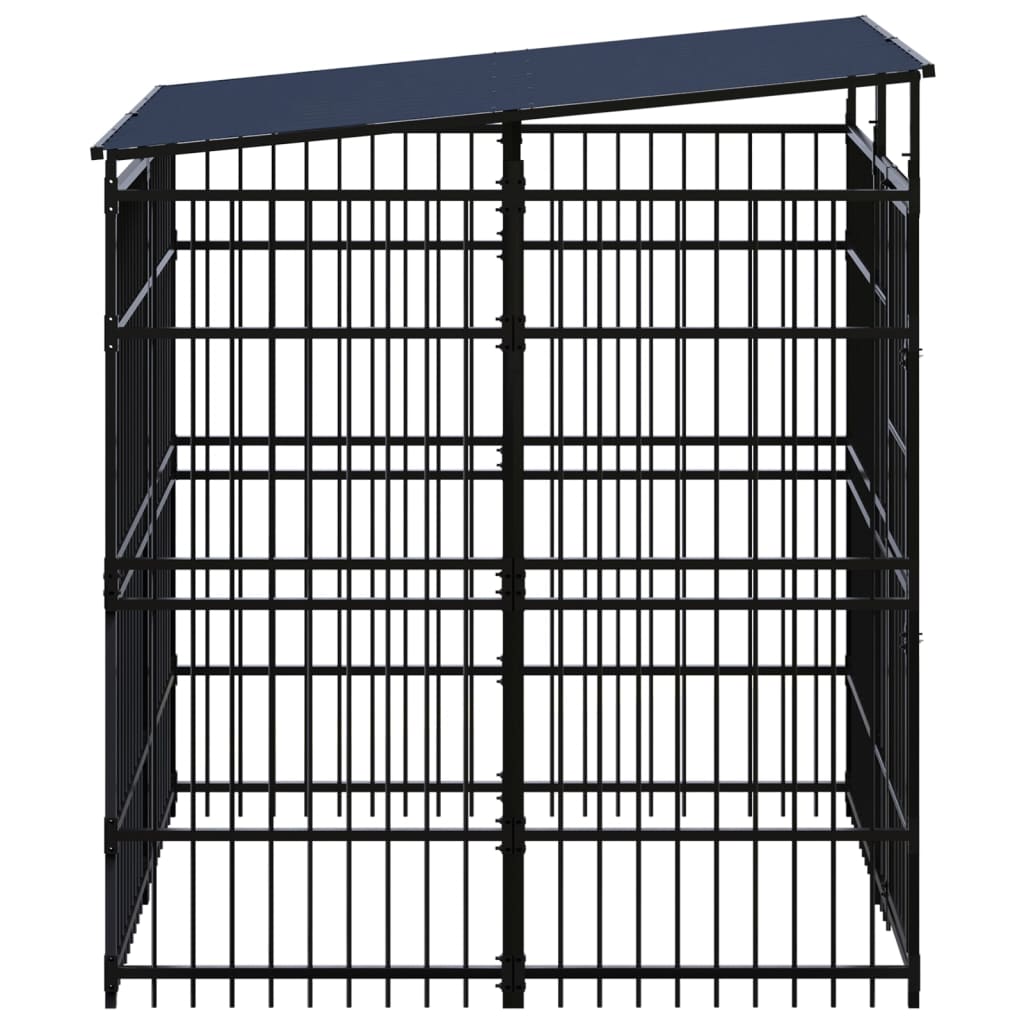 Outdoor Dog Kennel with Roof Steel 3.69 m?