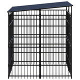 Outdoor Dog Kennel with Roof Steel 3.69 m² - Side View
