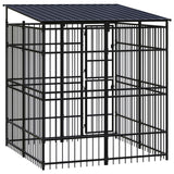 Outdoor Dog Kennel with Roof Steel 3.69 m?