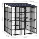 Outdoor Dog Kennel with Roof Steel 3.69 m² - Low Angle