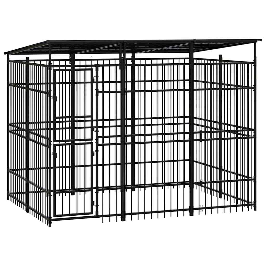 Outdoor Dog Kennel with Roof Steel 5,53 m²