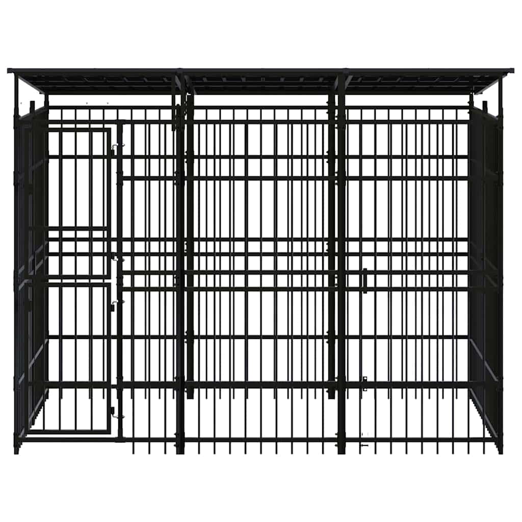 Outdoor Dog Kennel with Roof Steel 5,53 m²