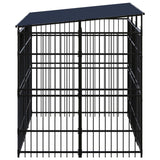 Outdoor Dog Kennel with Roof Steel 5.53 m² - Side View