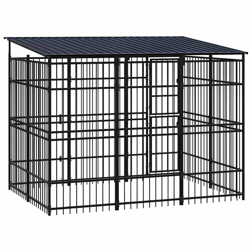 Outdoor Dog Kennel with Roof Steel 5,53 m²