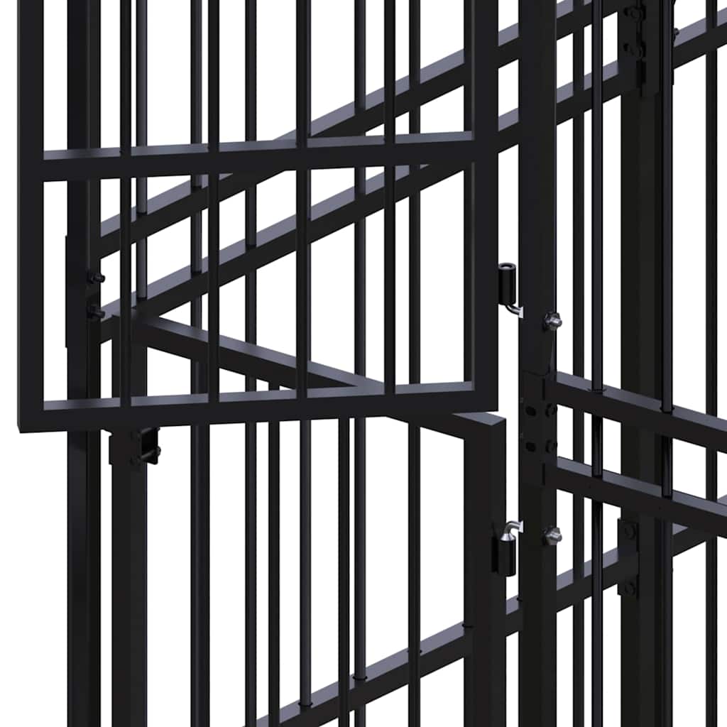 Outdoor Dog Kennel with Roof Steel 5,53 m²