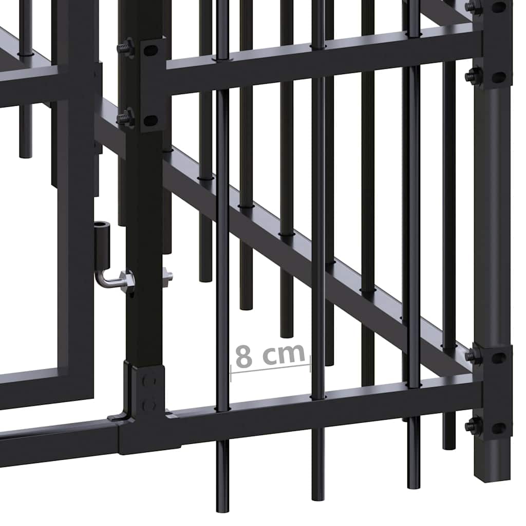 Outdoor Dog Kennel with Roof Steel 5,53 m²