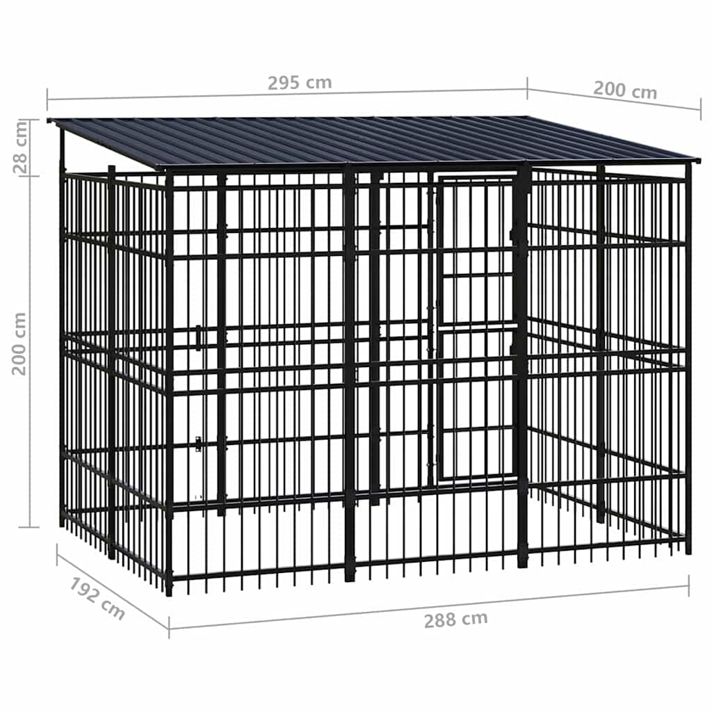 Outdoor Dog Kennel with Roof Steel 5,53 m²
