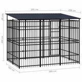 Outdoor Dog Kennel with Roof Steel 5,53 m²