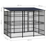 Outdoor Dog Kennel with Roof Steel 5.53 m² - Low Angle