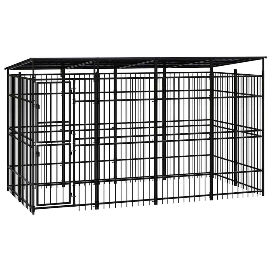 Outdoor Dog Kennel with Roof Steel 7,37 m²