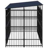 Outdoor Dog Kennel with Roof Steel 7.37 m² - Side View