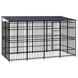 Outdoor Dog Kennel with Roof Steel 7.37 m² - Top-Down View