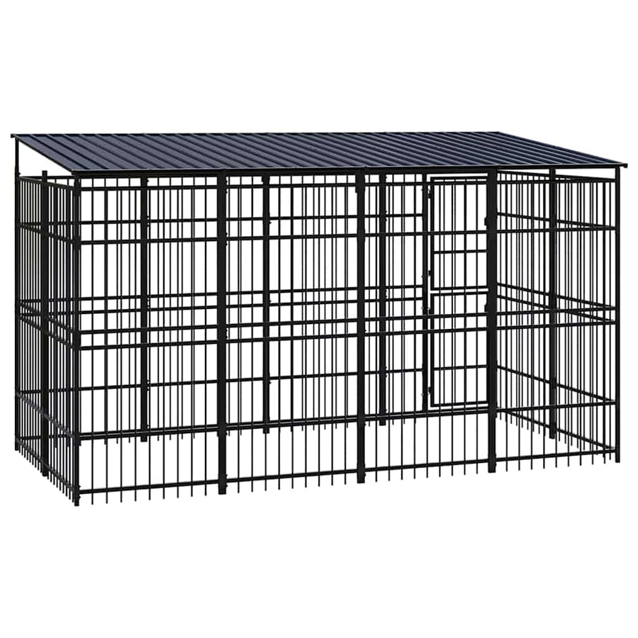 Outdoor Dog Kennel with Roof Steel 7,37 m²