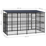 Outdoor Dog Kennel with Roof Steel 7.37 m² - Low Angle