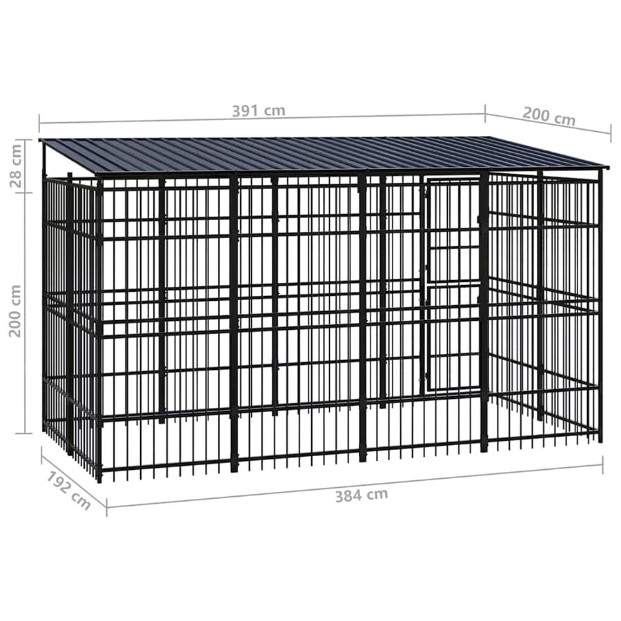 Outdoor Dog Kennel with Roof Steel 7,37 m²