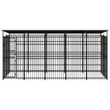 Outdoor Dog Kennel with Roof Steel 9.22 m² - Front View