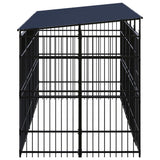 Outdoor Dog Kennel with Roof Steel 9.22 m² - Side View