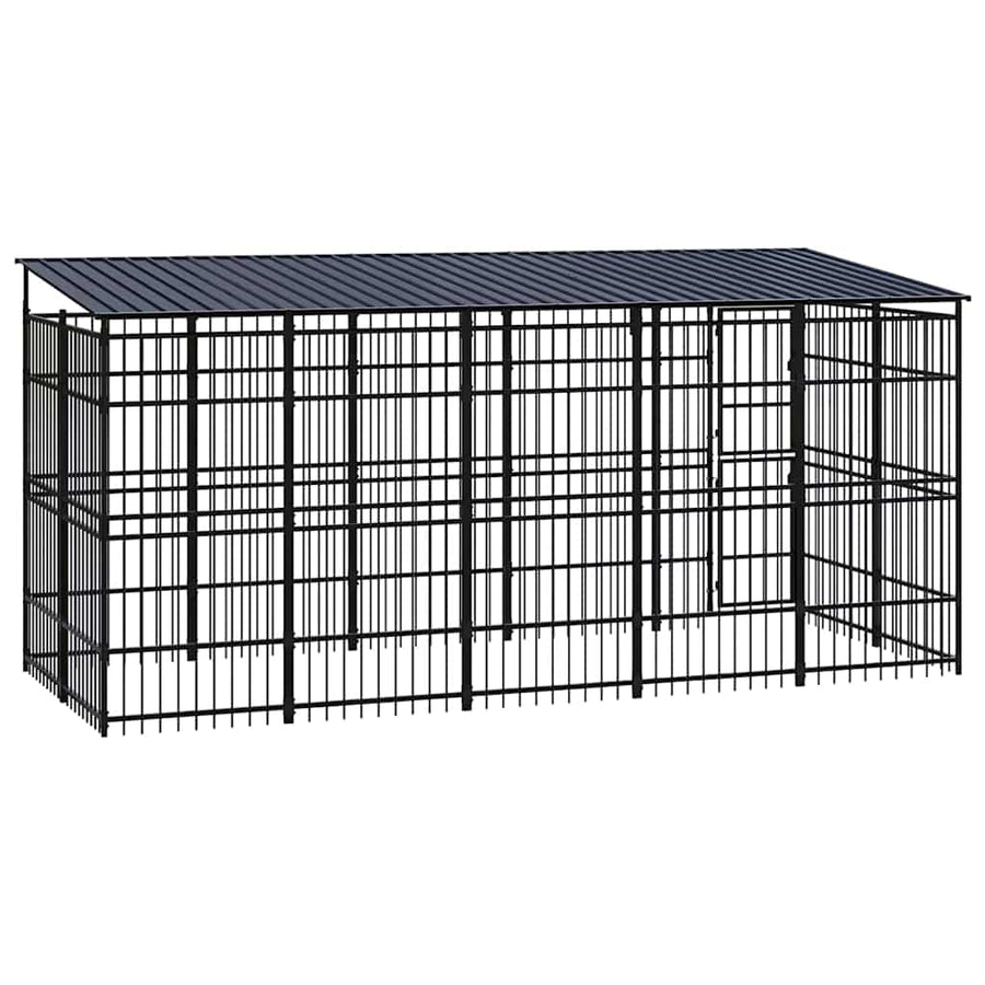 Outdoor Dog Kennel with Roof Steel 9,22 m²