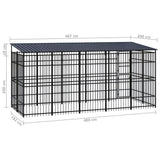 Outdoor Dog Kennel with Roof Steel 9.22 m² - Low Angle