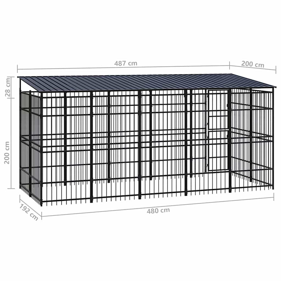 Outdoor Dog Kennel with Roof Steel 9,22 m²