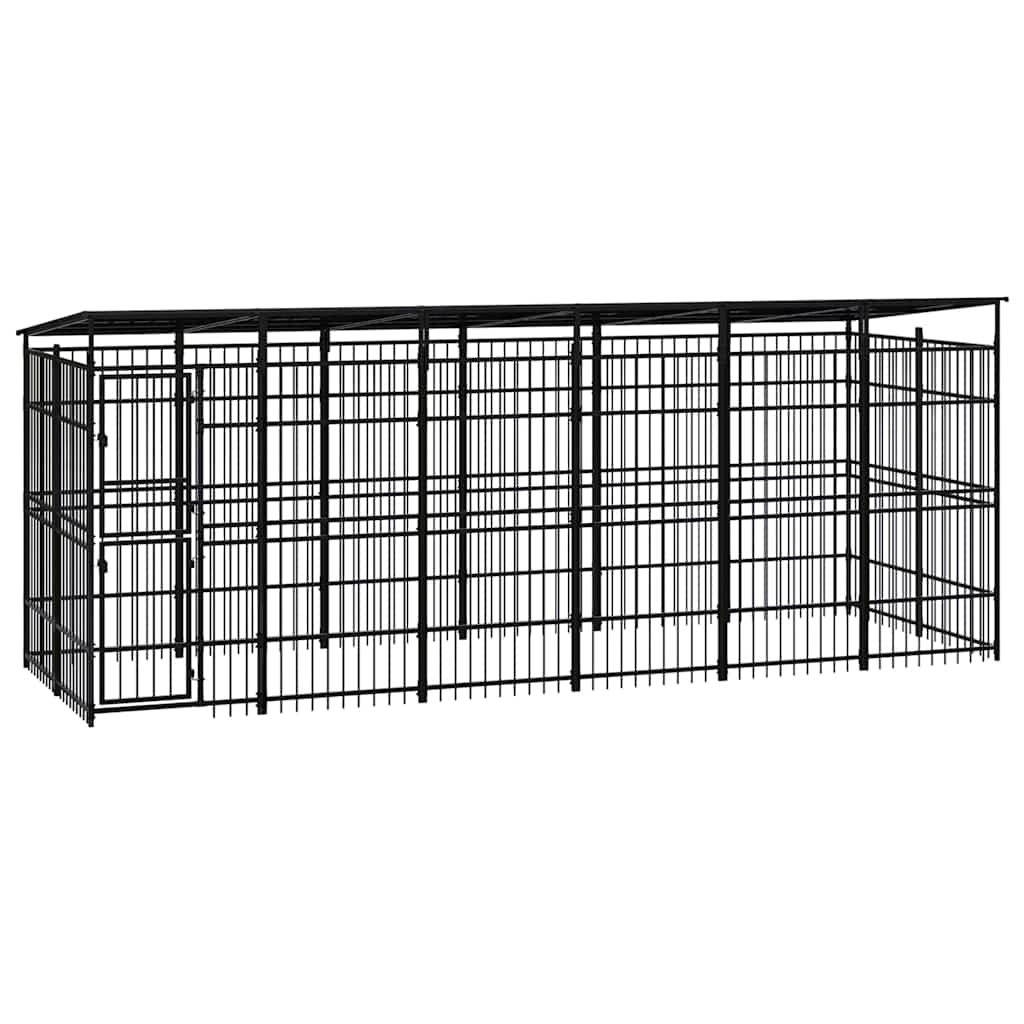 Outdoor Dog Kennel with Roof Steel 11,06 m²