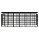 Outdoor Dog Kennel with Roof Steel 11.06 m² - Front View