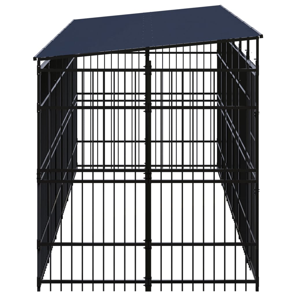 Outdoor Dog Kennel with Roof Steel 11.06 m²