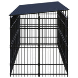 Outdoor Dog Kennel with Roof Steel 11.06 m² - Side View