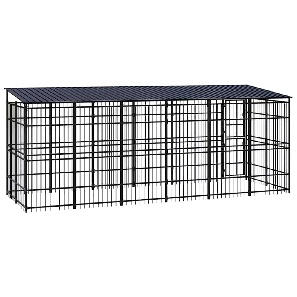 Outdoor Dog Kennel with Roof Steel 11,06 m²