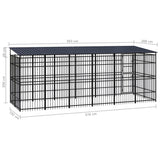 Outdoor Dog Kennel with Roof Steel 11.06 m² - Low Angle