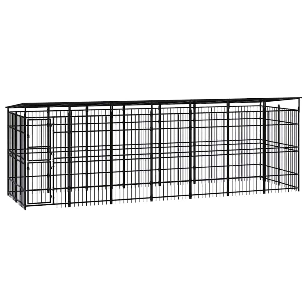 Outdoor Dog Kennel with Roof Steel 12,9 m²