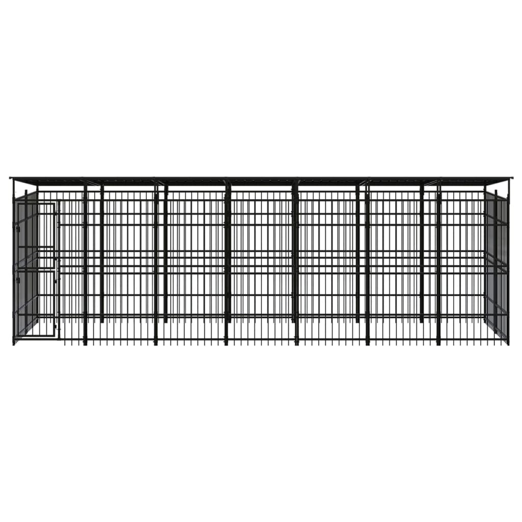 Outdoor Dog Kennel with Roof Steel 12.9 m²