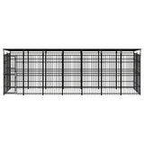 Outdoor Dog Kennel with Roof Steel 12.9 m² - Front View