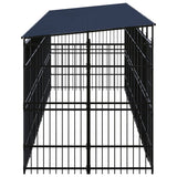 Outdoor Dog Kennel with Roof Steel 14.75 m² - Side View
