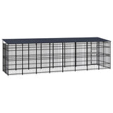 Outdoor Dog Kennel with Roof Steel 14.75 m² - Top-Down View
