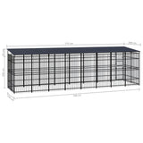 Outdoor Dog Kennel with Roof Steel 14.75 m² - Low Angle