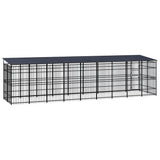 Outdoor Dog Kennel with Roof Steel 16.59 m² - Top-Down View