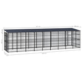 Outdoor Dog Kennel with Roof Steel 16.59 m² - Low Angle