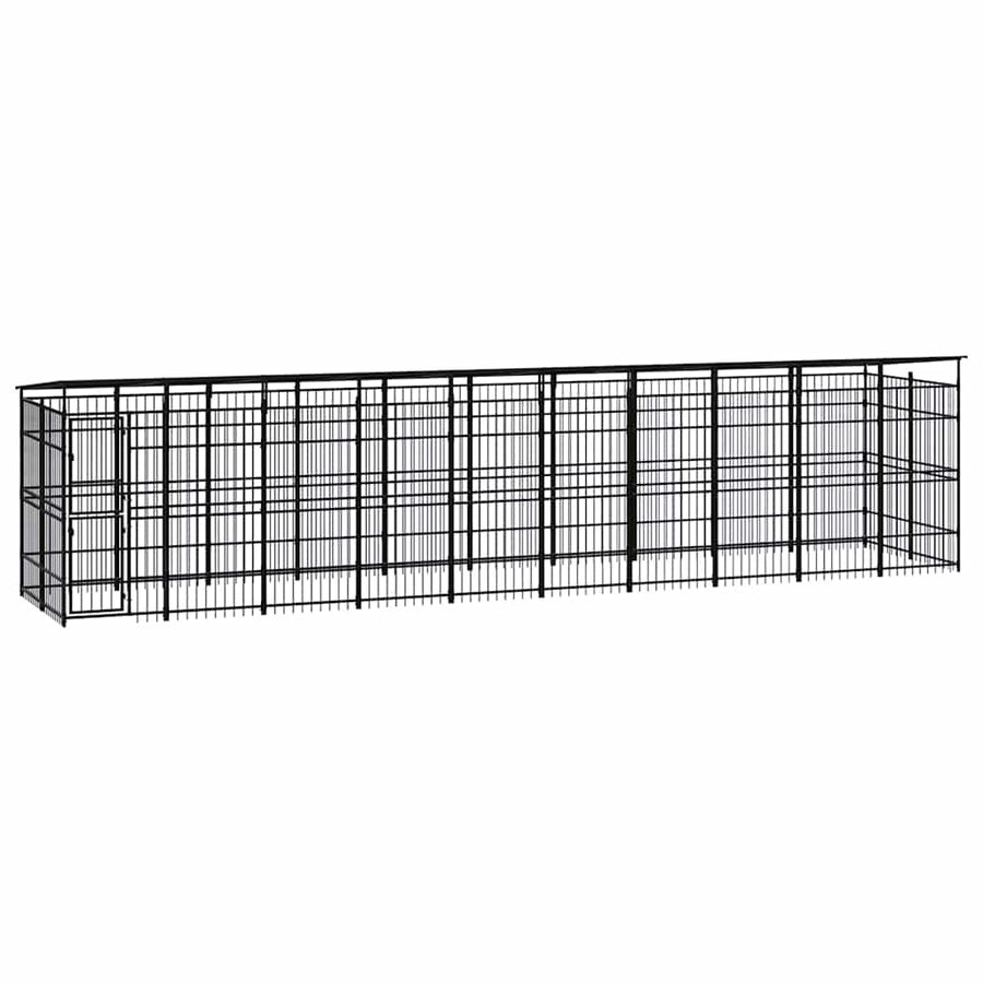 Outdoor Dog Kennel with Roof Steel 18,43 m²