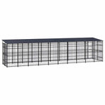 Outdoor Dog Kennel with Roof Steel 18,43 m²